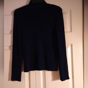 St John Deep Blue Wool Sweater Top Size S